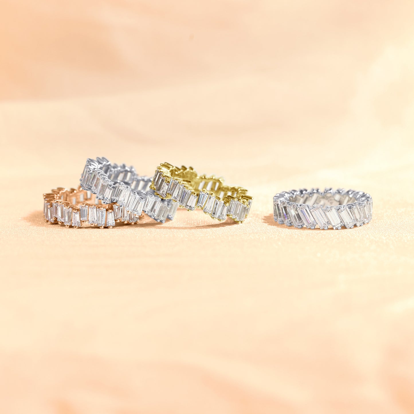 Wavy Baguette Eternity Band Ring