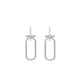 KIERA COUTURE Platinum Clad Sterling Silver Cubic Zirconia Double Link with Bar Drop Stud Earrings