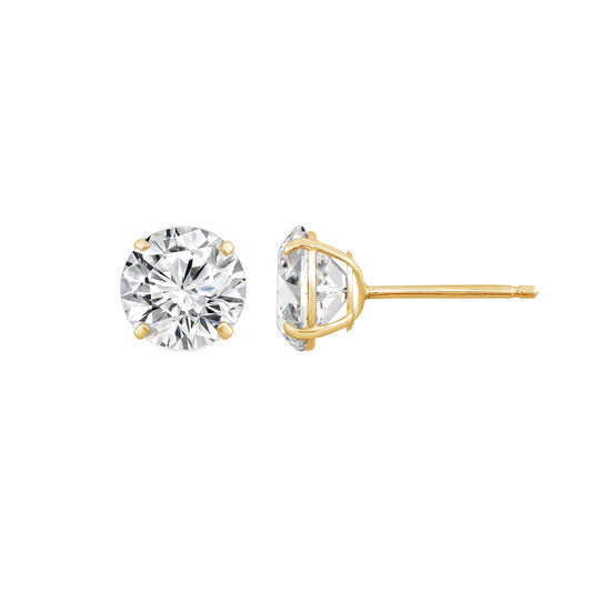 Gold Round Solitaire Earrings