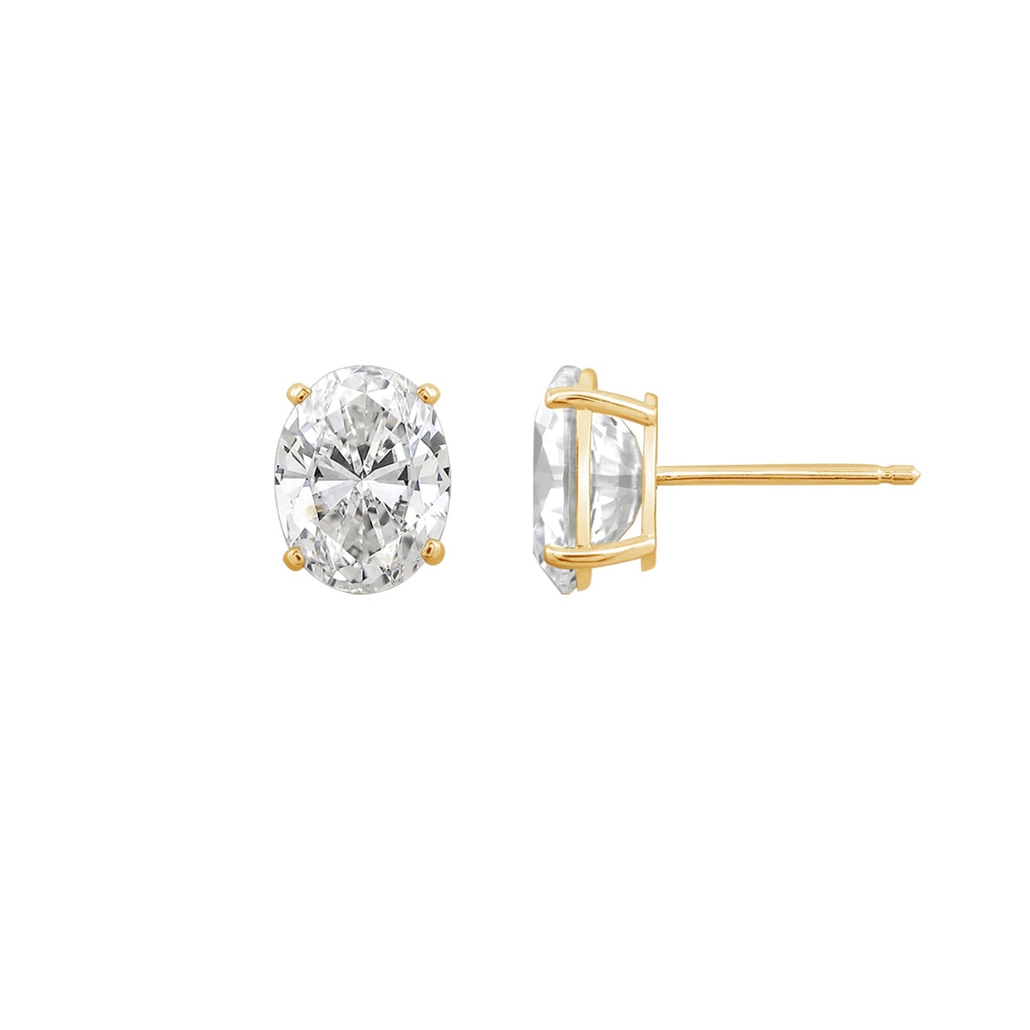 Gold Oval Solitaire Earrings