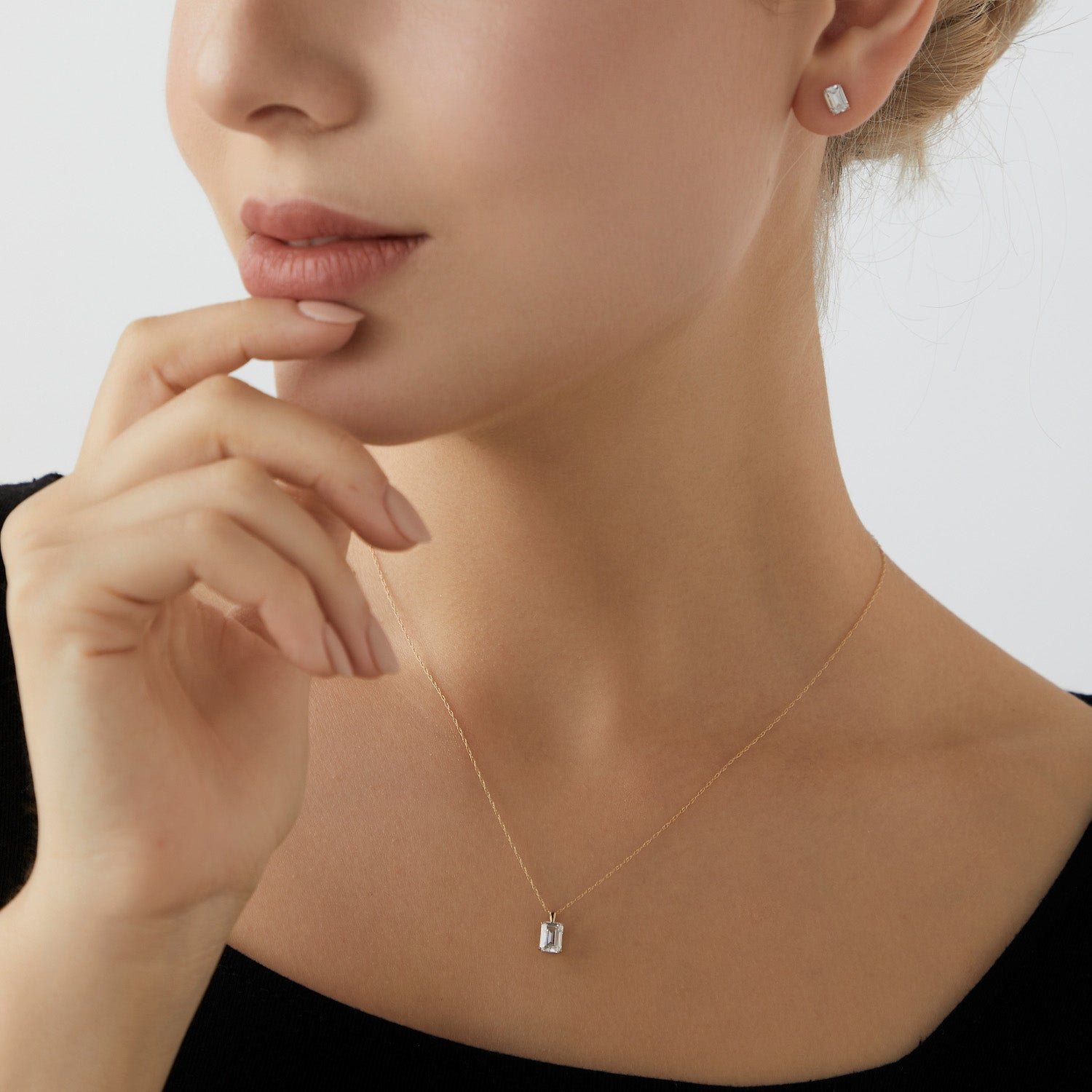 Emerald Cut Moissanite Solitaire Pendant