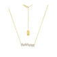 KIERA COUTURE Baguette Cut Yellow Gold Plated Sterling Silver Bar Pendant Necklace