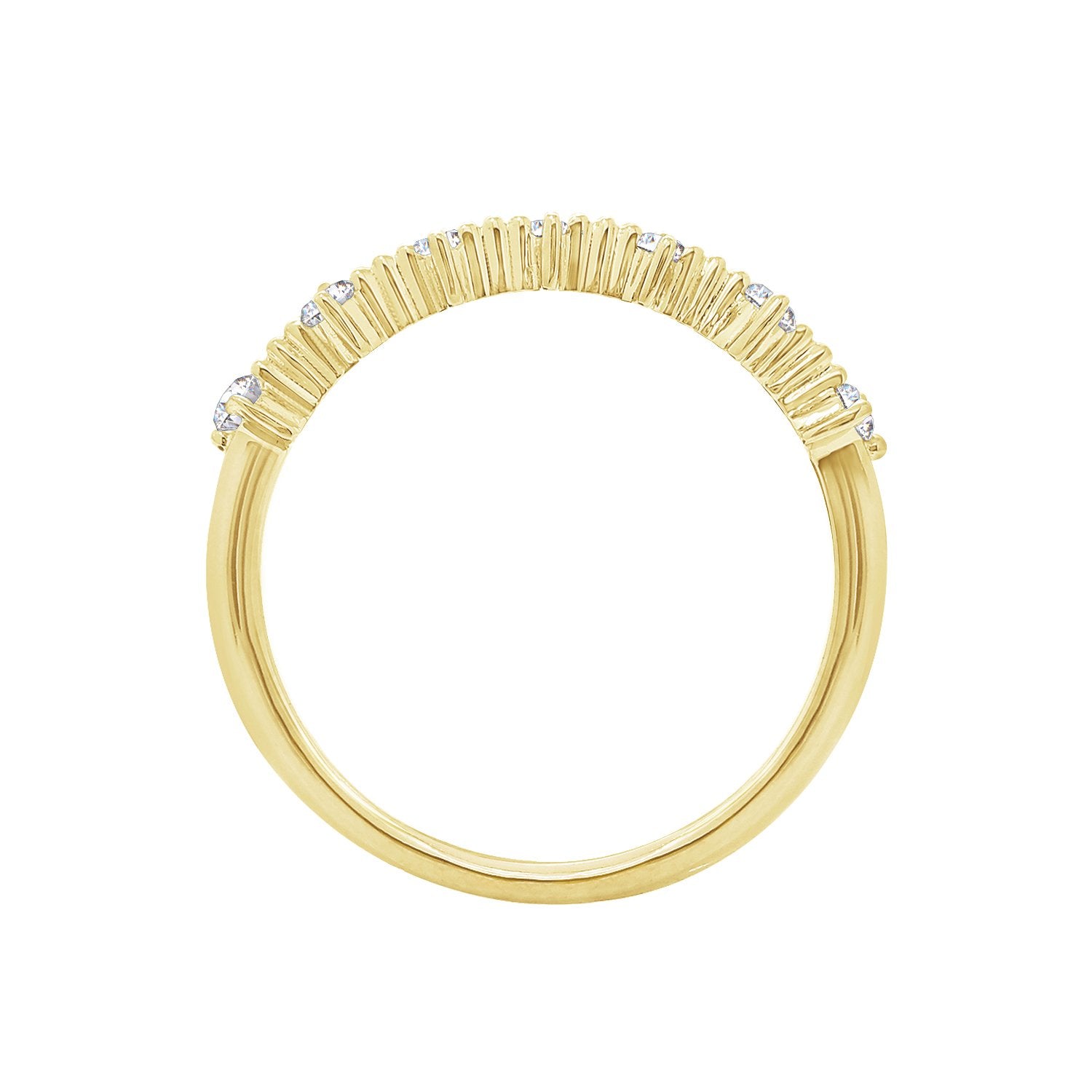 KIERA COUTURE RING BAR White Baguette Cut Yellow Gold Plated Sterling Silver 7-Stone Stackable Ring