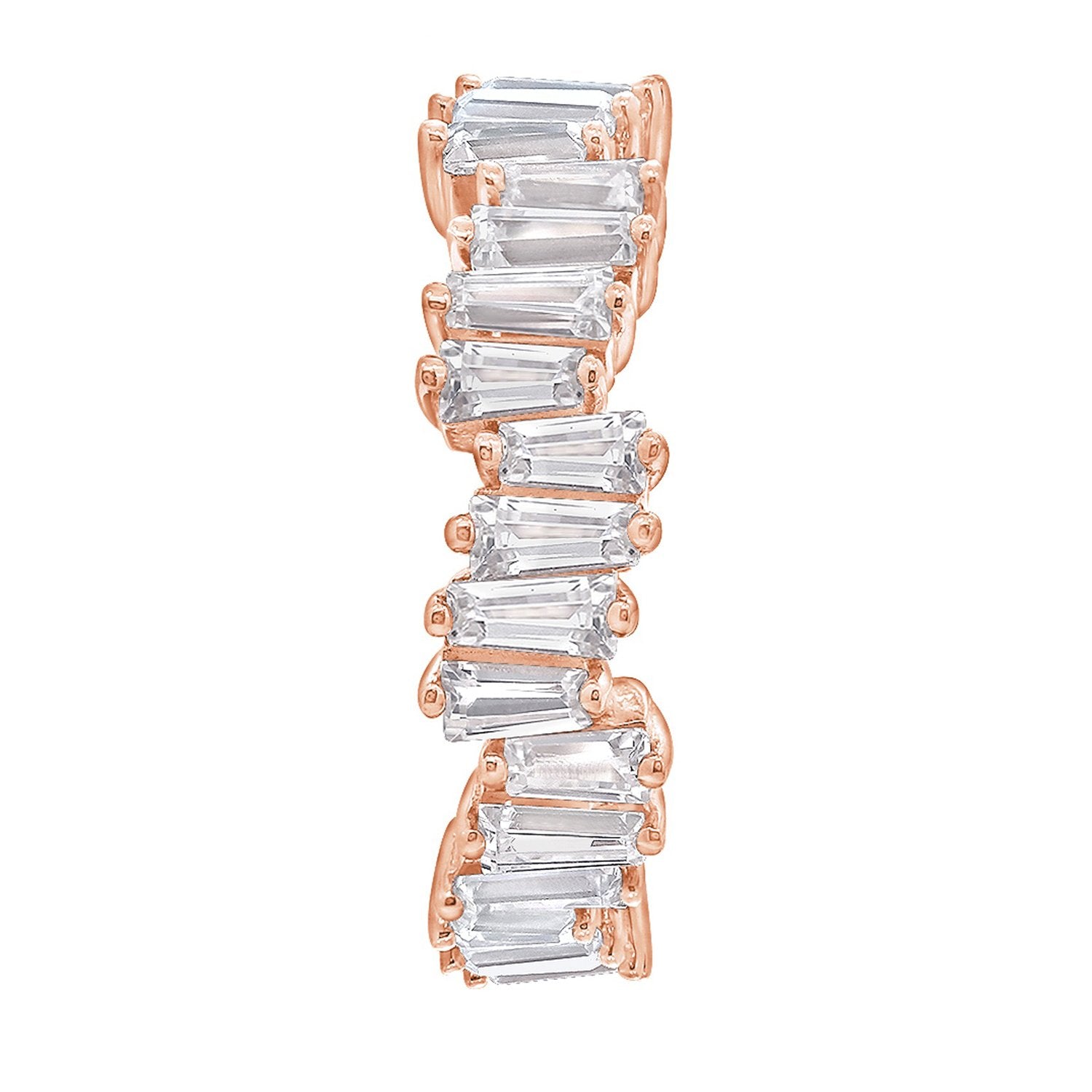 KIERA COUTURE Baguette Cut Sterling Silver Wavy Eternity Band Ring - GEMOUR
