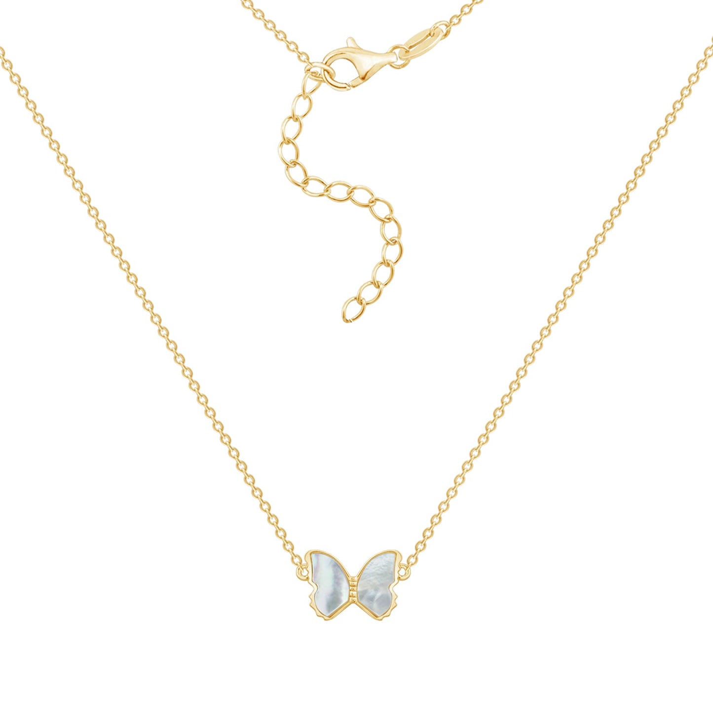 Pearly Butterfly Pendant Necklace