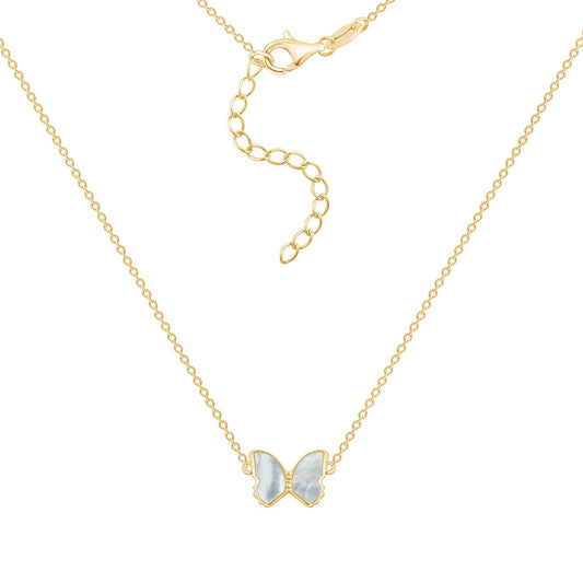Pearly Butterfly Pendant Necklace