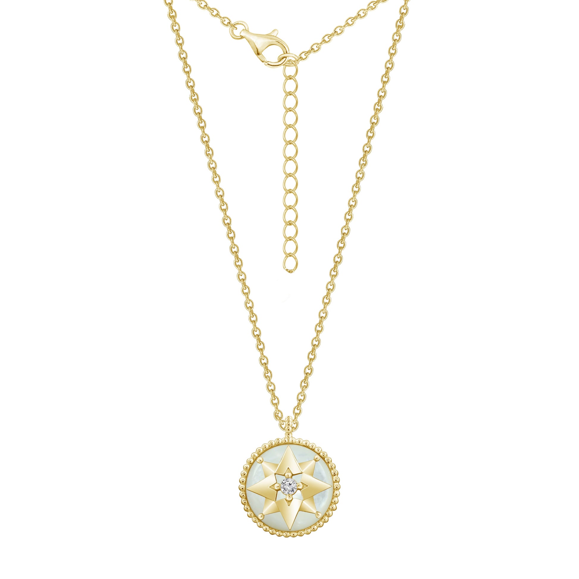 14K Gold Vermeil Natural Mother of Pearl North Star Pendant Necklace –  Kiera NY Jewelry