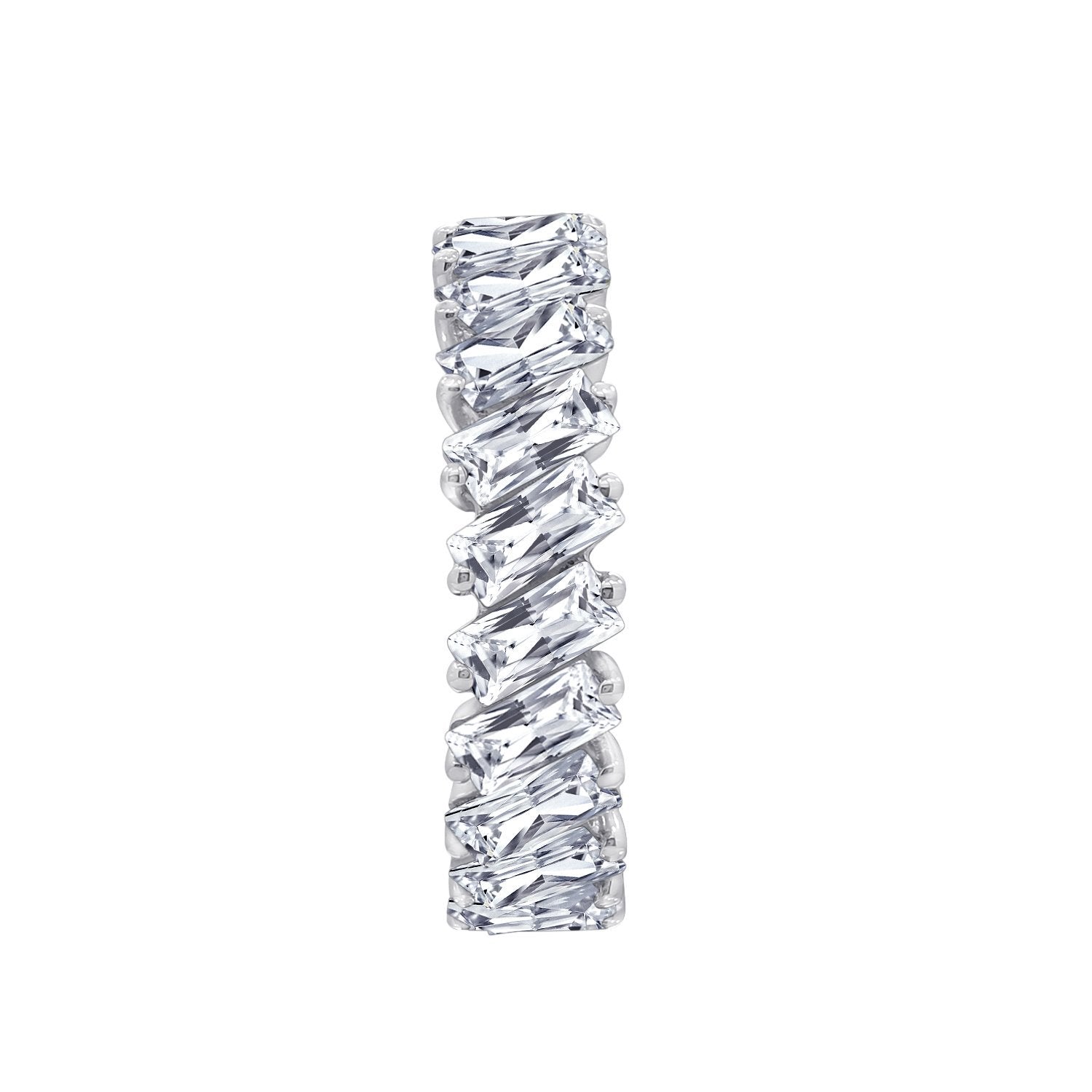 KIERA NEW YORK Platinum Clad Sterling Silver 5.28 cttw Baguette Cut Cubic Zirconia Ring