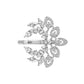KIERA COUTURE Platinum Clad Sterling Silver Cubic Zirconia Laurel Wreath Open Ring - GEMOUR
