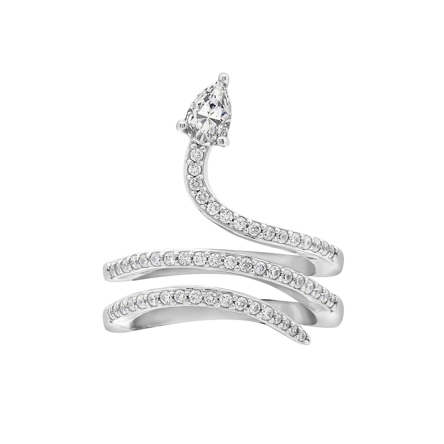 KIERA NEW YORK Sterling Silver Cubic Zirconia Coiled Snake Ring