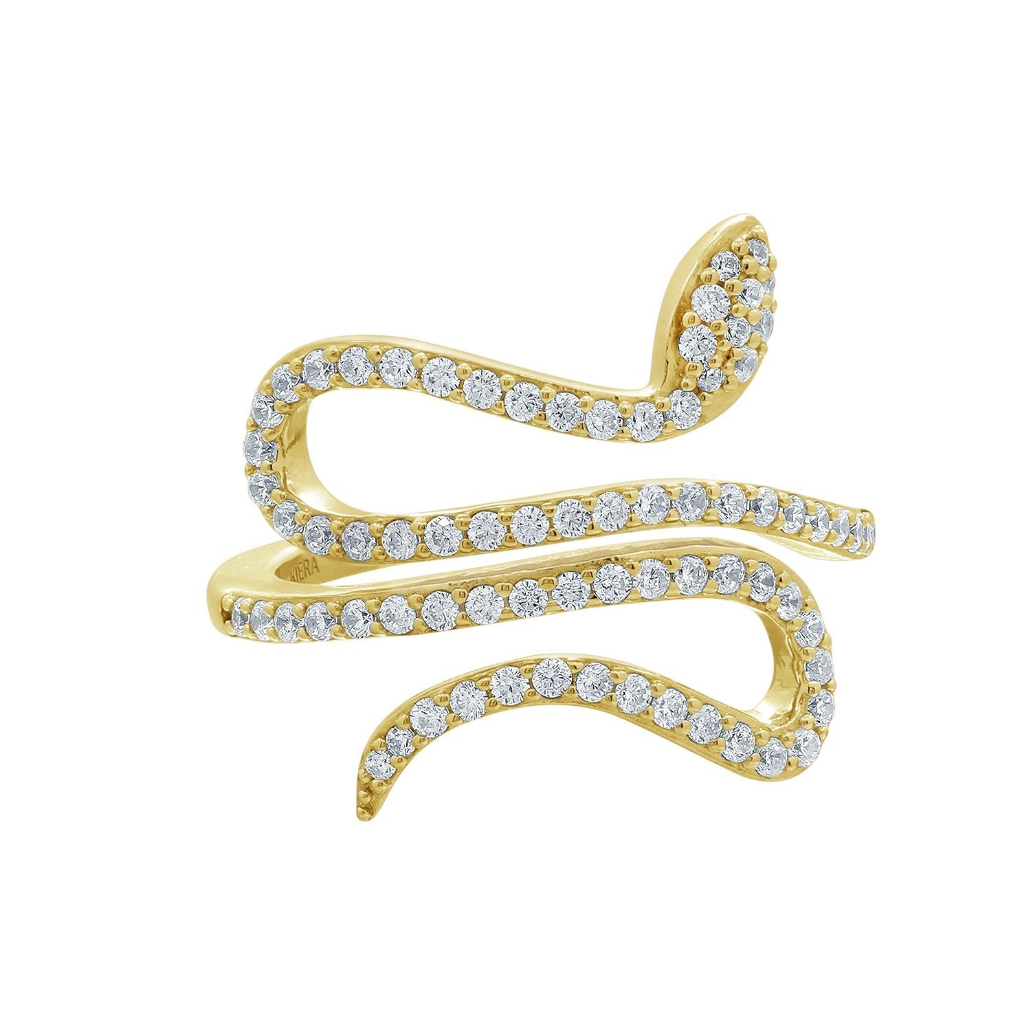 KIERA NEW YORK Sterling Silver 0.6 cttw Cubic Zirconia Bypass Swirl Snake Ring