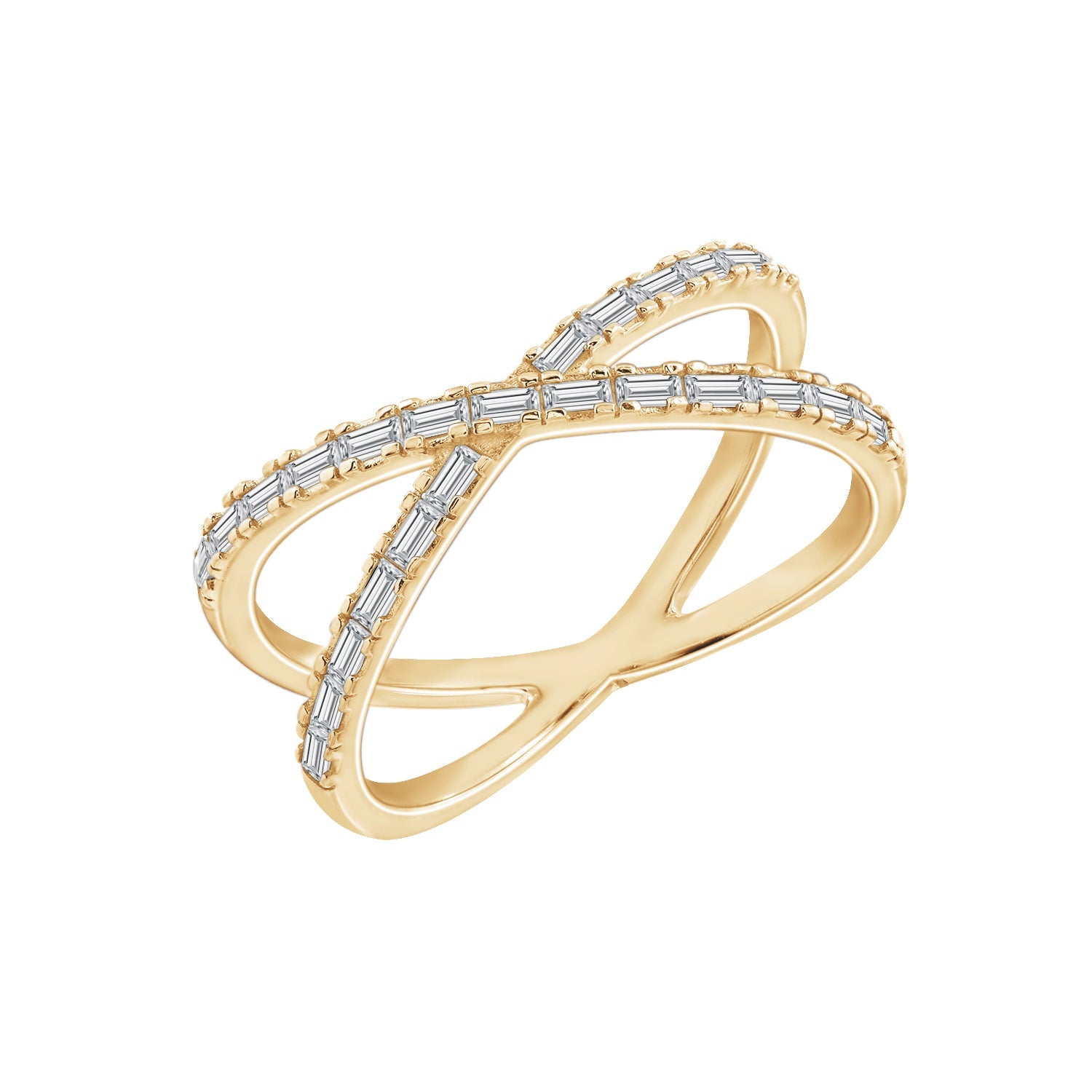 Horizontal Baguette Emerald Cut Moissanite Ring In 14K White Gold |  Fascinating Diamonds