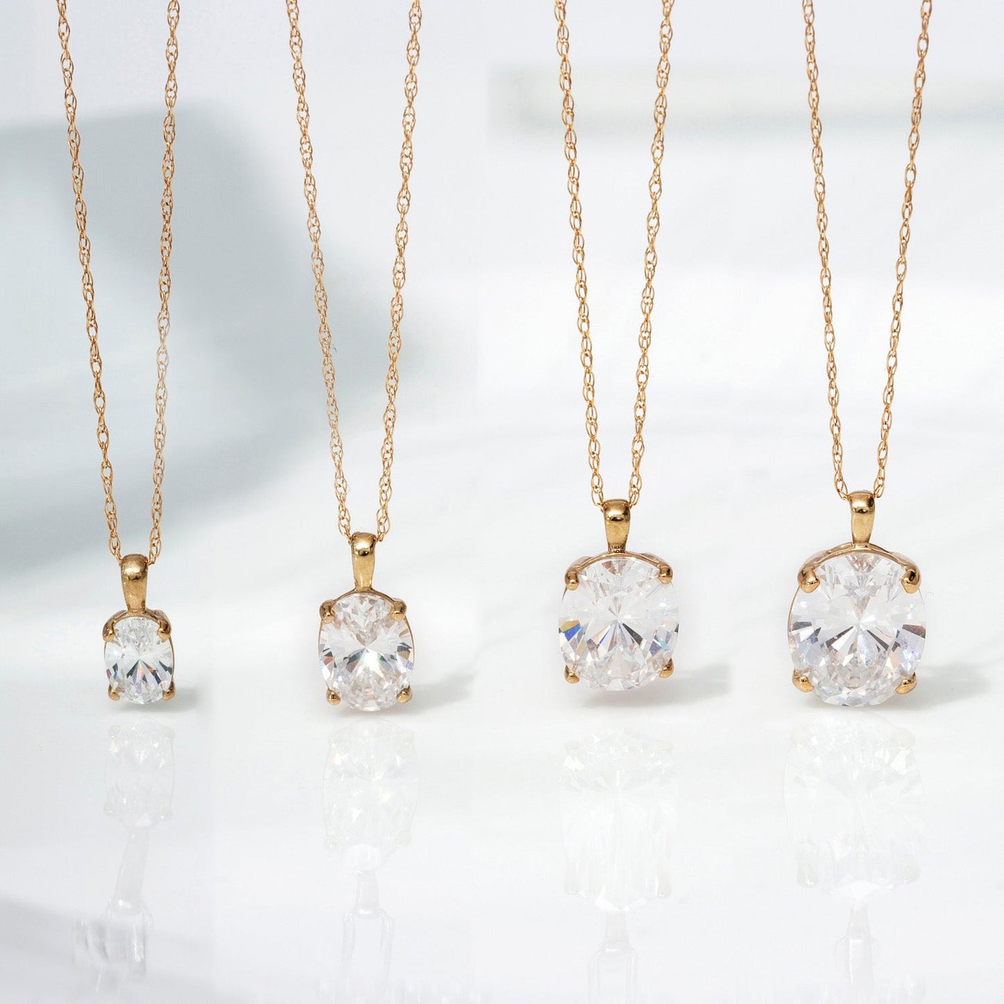Gold Oval Solitaire Necklace